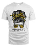 Sunflower Mom Messy Bun Sunglasses Tee - White